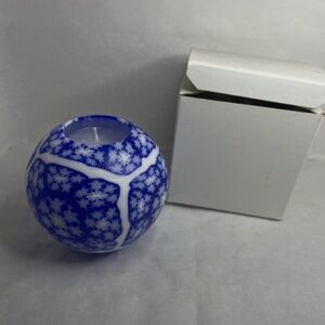 Vintage Stone Candles CA USA Large Round Stain Glass Design Hand Made NEW